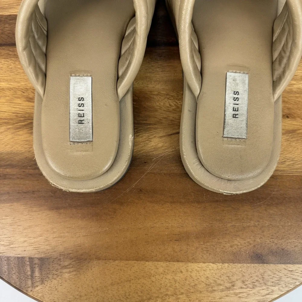 Womens Reiss Blair Beige Leather Comfort Causal Slides Sandals Size 7 M‎